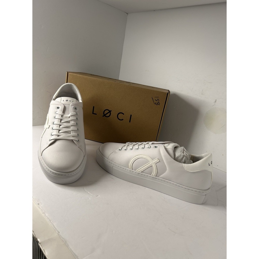 LOCI Men's White/white/white Low Top Vegan Sneakers‎ Sz 11